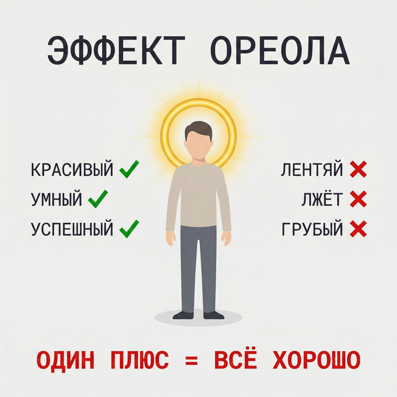 Эффект ореола (гало-эффект): когнитивное искажение примеры