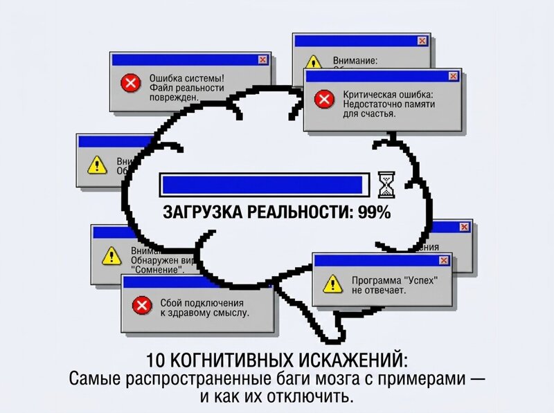 10 багов мозга и когнитивные искажения: список с примерами
